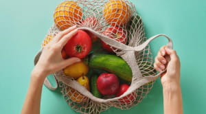 net bag with fruit and veg